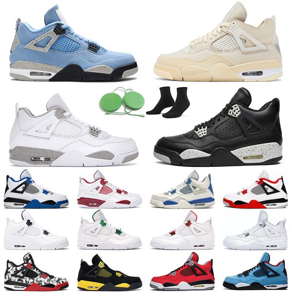 

4 oreo men women basketball shoes 4s university blue black cat white sail outdoor mens trainer