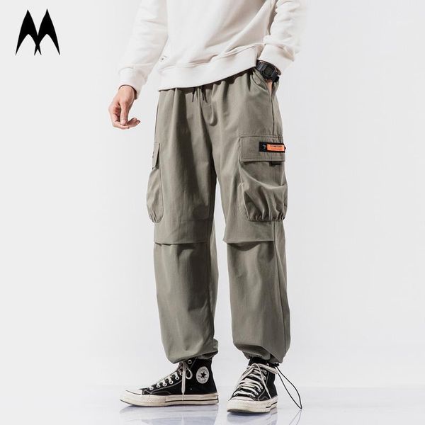 

men's pants mens cargo 2021 summer loose casual trousers multi pockets hip hop trend trouser men autumn joggers streetwear, Black