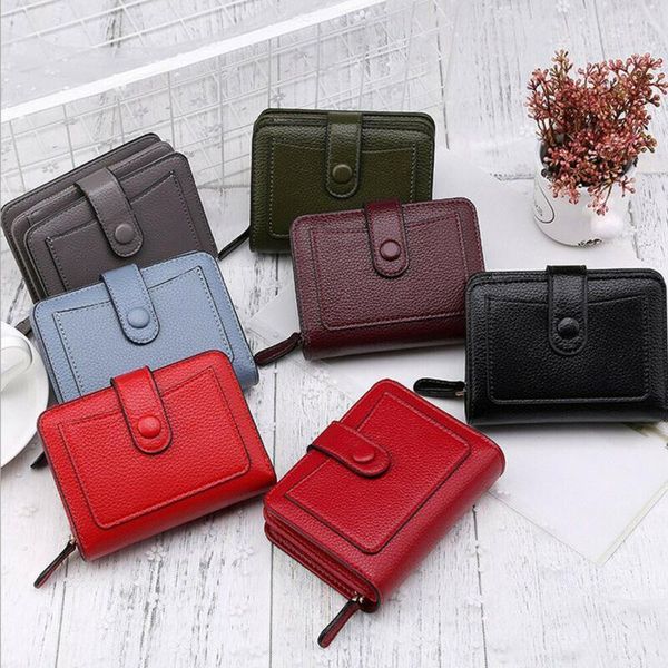 

fashion women ladies short wallets hasp zipper cards money holders simple purse, Red;black