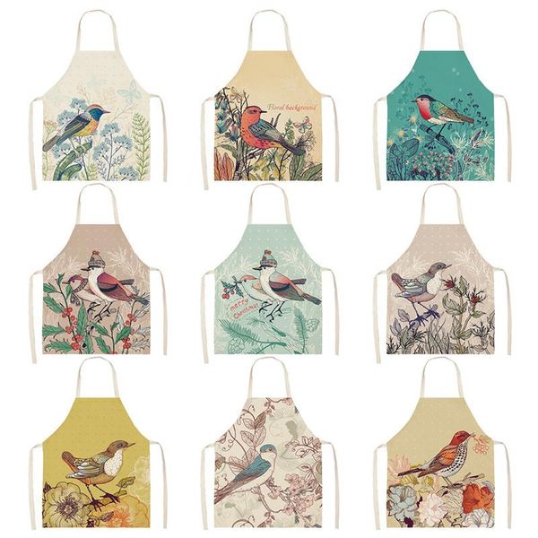 

aprons little bird print barista merchandise female household kitchen apron hairdresser baking barbecue accessories