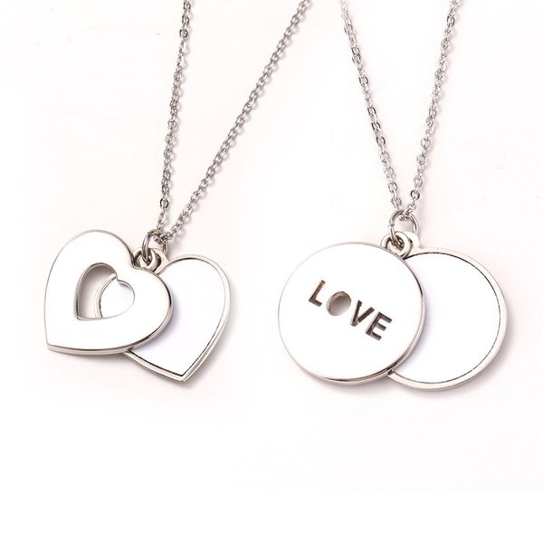 

valentine gift jewelry zinc alloy love necklace with valentine's day heart-shaped pendant lovers hollow personalize for couple novelty, Red;brown