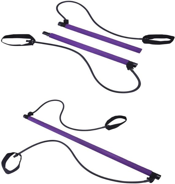 

pilates bar kit resistance band yoga exercise foot loop stick total body workout toning bands