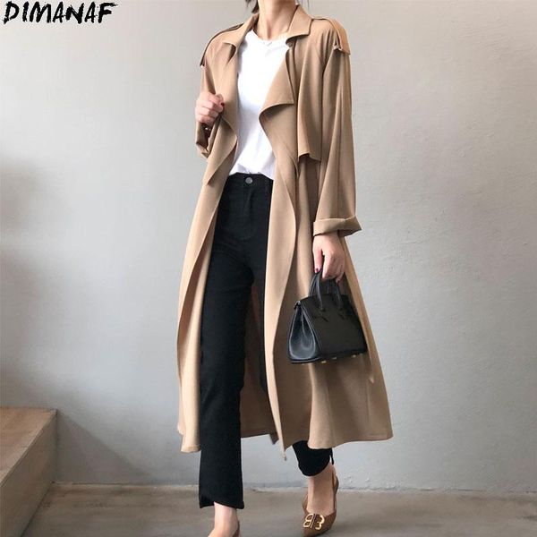 

women's jackets dimanaf 2021 women autumn jacket coat outwear belt pockets full sleeve cardigan female oversize thin fall overcoat kore, Black;brown