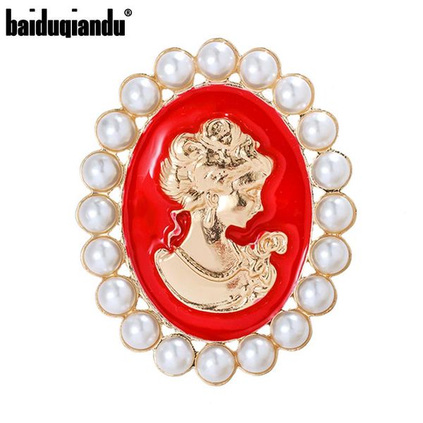 

pins, brooches baiduqiandu enamel women cameo surround with simulated pearls 6-colors wedding casual pins gift clothes accesseries, Gray