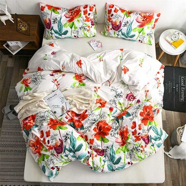 Svetanya capa de edredão floral + pillowcase conjunto de cama de microfibra único único rei rei duplo rei 211007