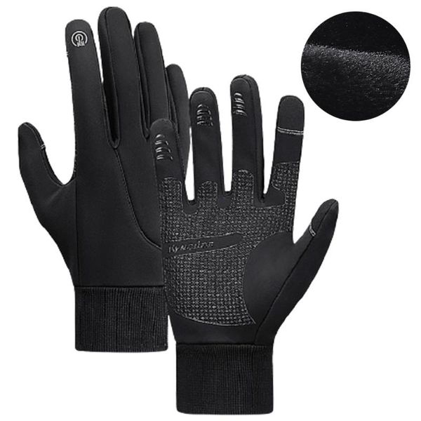 

cycling gloves outdoor full-finger touch screen non-slip waterproof soft running bike motorcycle professional sports, Black