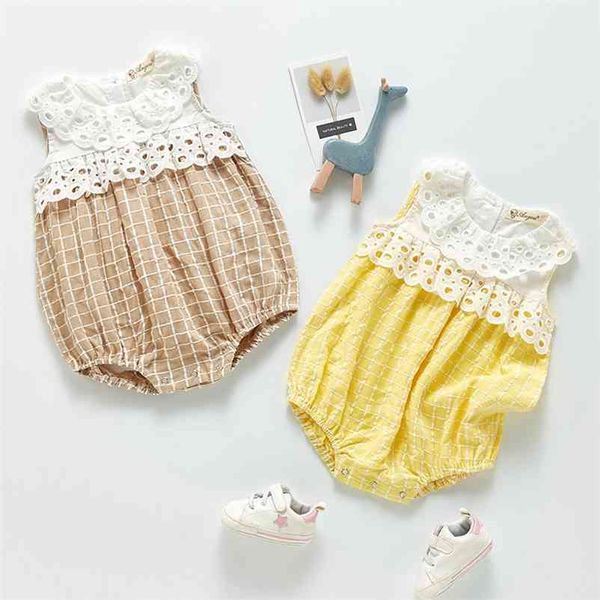 

cute baby girl sleeveless pure color princess rompers born summer kids infant clothes jumpsuits 210521, Blue