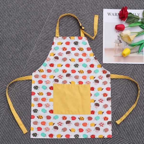 

aprons children cotton cartoon hedgehog pattern painting kids for cooking baking kitchen (small size, hedgehog)