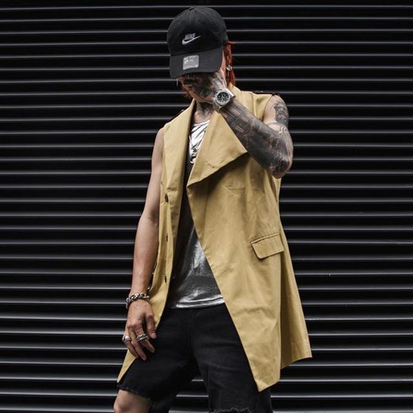 

men's vests fashion vest khaki casual coat, Black;white