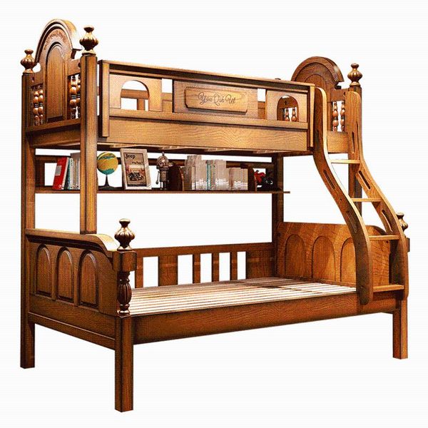 

baby cribs american children's bed multi-functional combination height-adjustable solid wood double two-layer bunk