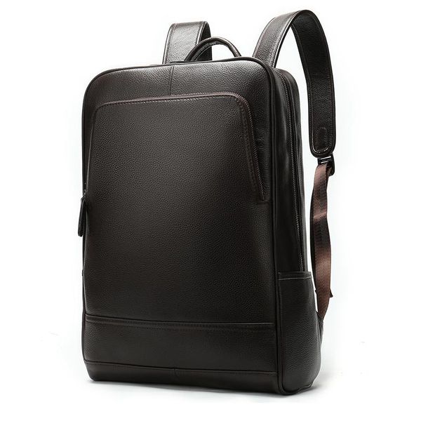 

backpack 100% genuine leather men's men male business bag schoolbag man fashion real natural backpacks 14 inch