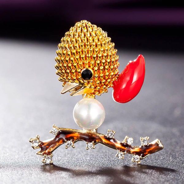 

pins, brooches zlxgirl arrival lovely cartoon birds shape for women kids scarf clothes pearl jewelry, Gray