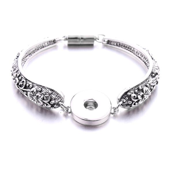 

snap button bracelet jewelry vintage silver color plating bangle fit 18mm snaps buttons diy for women men noosa s166, Golden;silver