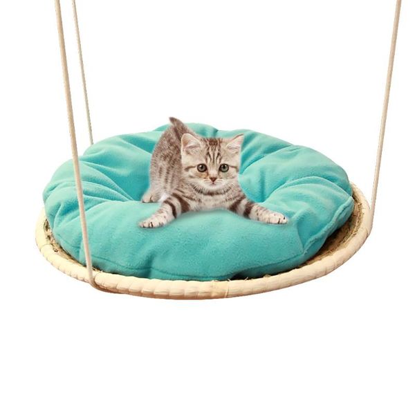 

cat beds & furniture comfort hammock bed cage swing with cozy non-toxic cushion straw climbing for living room home decoration