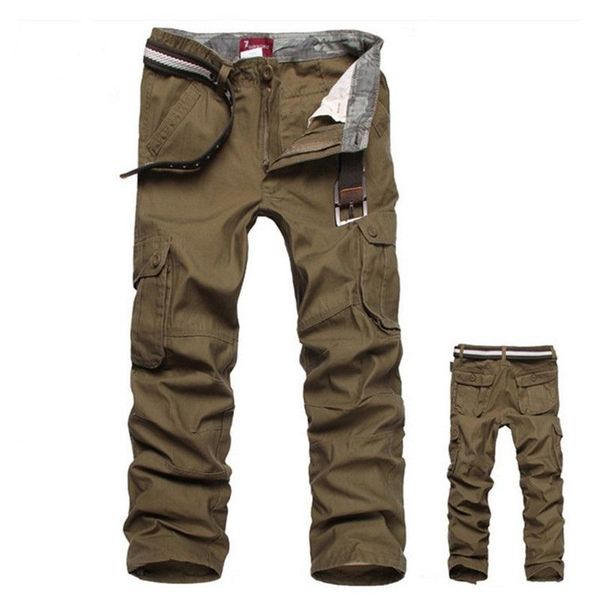 

men's pants men cargo trousers male casual multi pocket military overall loose sweatpants joggers army tactical size 31- 55, Black