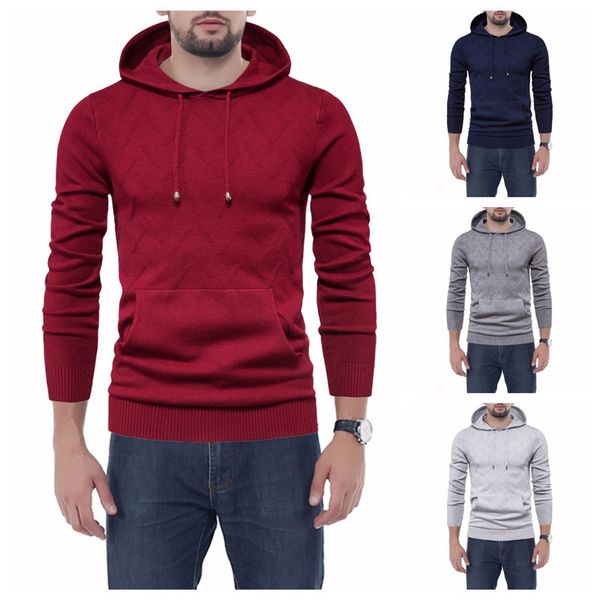 

fashion sweater sku: m13 men's hooded jacket solid color (human model), White;black