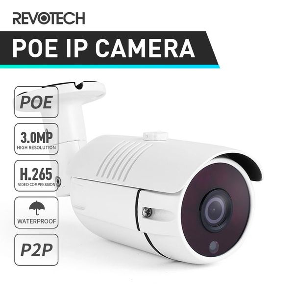 

cameras poe h.265 hd waterproof 3mp outdoor ip camera 1296p / 1080p 6 array led security cctv cam video surveillance system