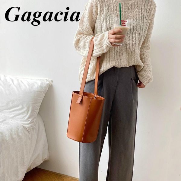 

gagacia women's korean style composite bag casual simple large capacity pu leather shoulder bucket bags handbag for