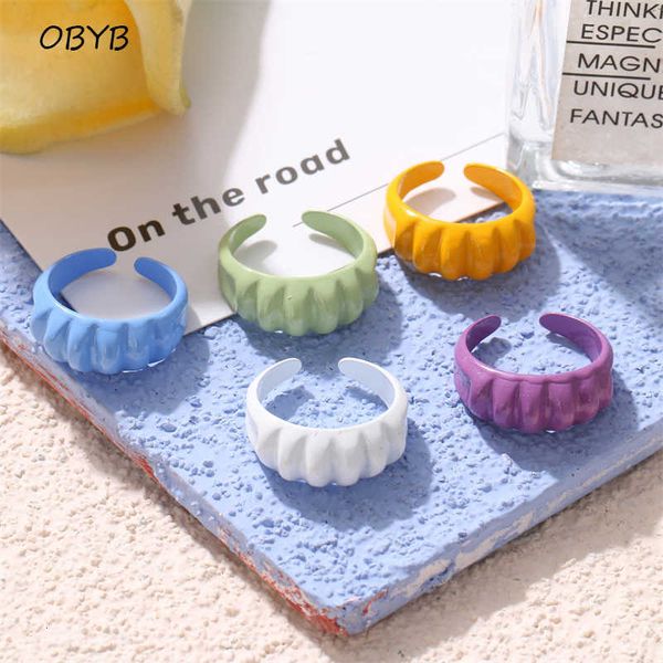

ring 2021 summer fashion colorful geometric alloy chain rings candy color irregular opening for women party finger jewelry, Golden;silver