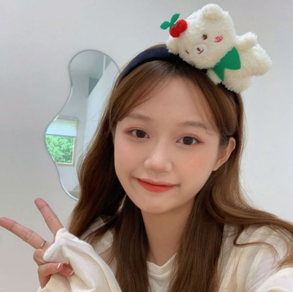 

bear plush cartoon doll wash face make-up girl, Black;brown