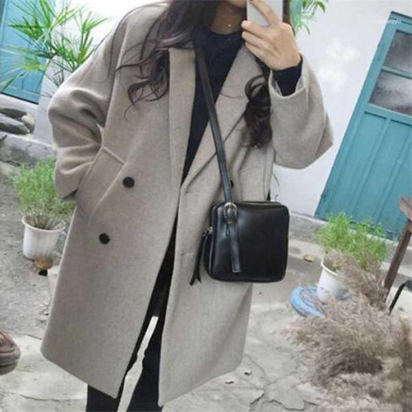 

women's wool & blends winter coat and jacket women korean black long warm elegant thicken cashmere vintage cape female1