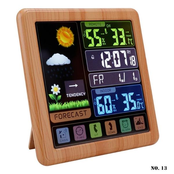 

wireless hygrometer alarm clock weather forecast color lcd display backlight digital temperature humidity meter desk & table clo clocks
