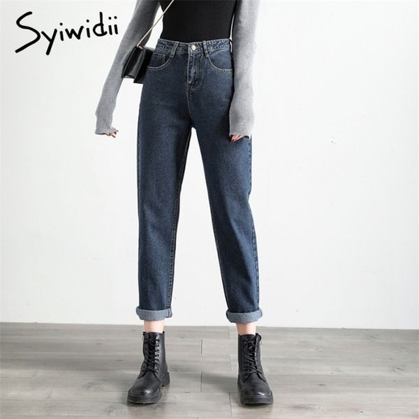 

gray blue high waist jeans woman street style cotton mom no stretch women boyfriend vintage harem pants 210720