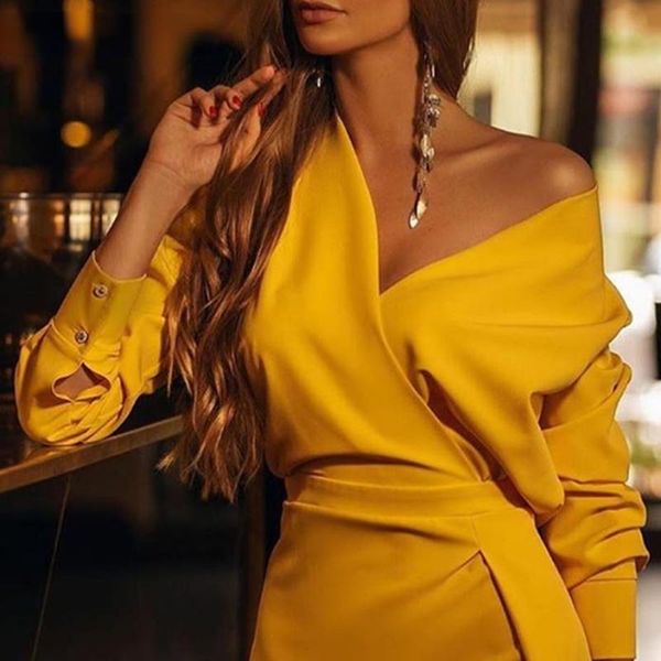 

casual dresses 2021 summer autumn v neck slit dress bodycon women yellow, Black;gray