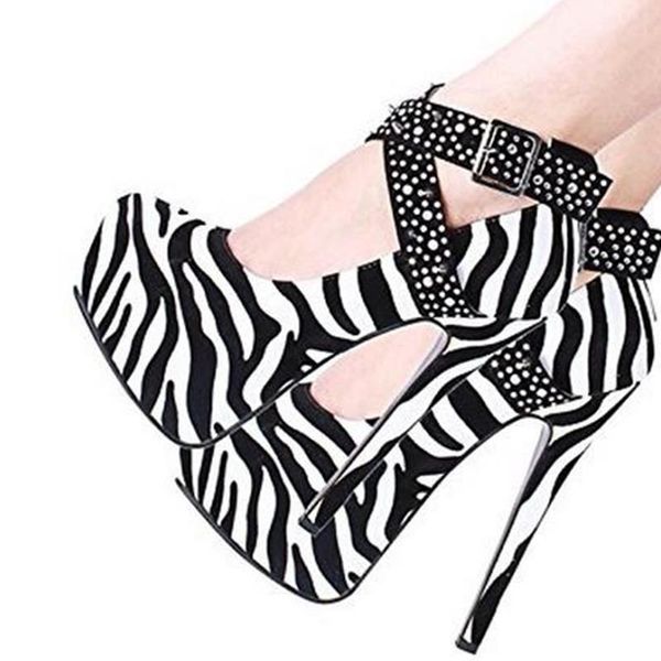 

dress shoes minan ser waterproof black zebra print fabric with a length of 16cm and height 5cm, high-heeled women's dia
