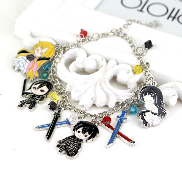 

charm bracelets sword art online bracelet girl handmade gift metal silver anime fashion jewelry accessory gifts for woman, Golden;silver