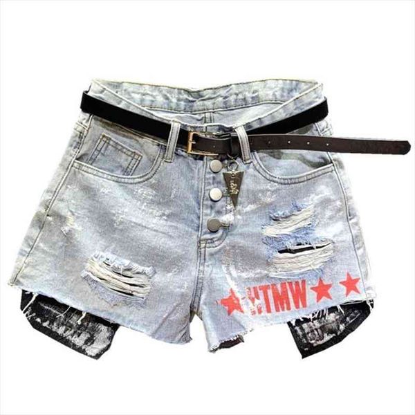 

summer glitter fashion denim shorts women hole letter printed high waist jeans shorts, White;black