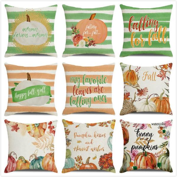 

cushion/decorative pillow 45cm*45cm watercolor pumpkins happy thanksgiving linen/cotton throw covers cushion cover home decor pillowcase