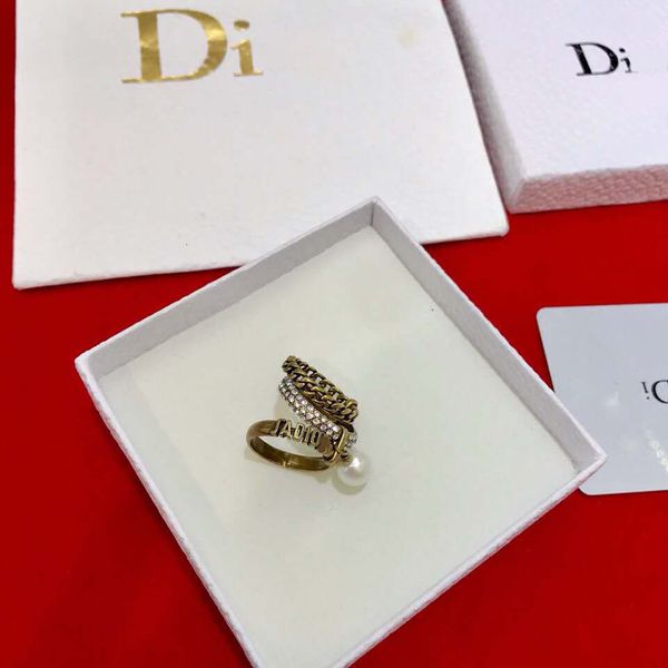 

fashion couple rings jia di multilayer three circle pearl brass letter small fresh and unique net red, Silver