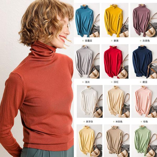 

turtleneck knit sweater women autumn winter cashmere pink korean basic plain jumper ladies knitted yellow vintage pullover women's swea, White;black