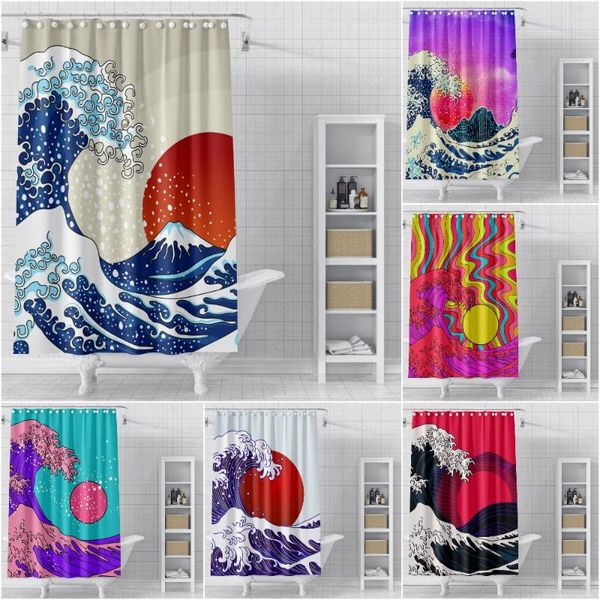 

shower curtains ancient great japanese wave for bathroom waterproof mildew proof 3d landscape curtain