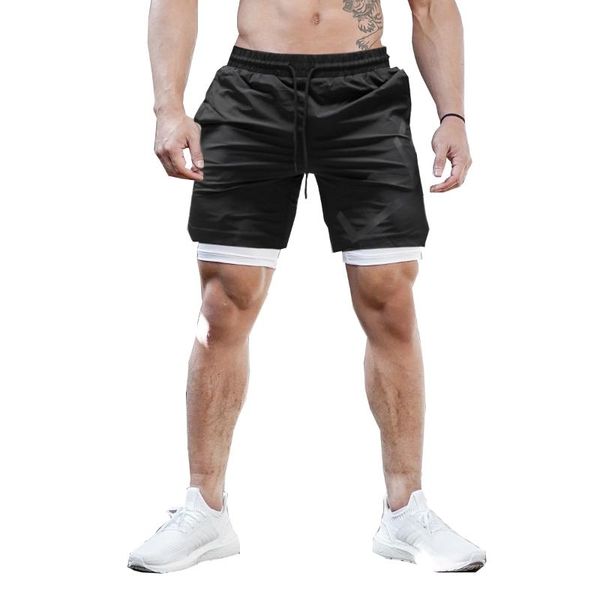 

men's shorts haleychan 2-in-1 running quick drying breathable active training exercise jogging cycling calzones de hombre, White;black