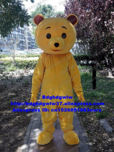 Mascote trajes amarelo urso mascote traje adulto personagem cartoon roupa terno terno celebrações recepção zx2977