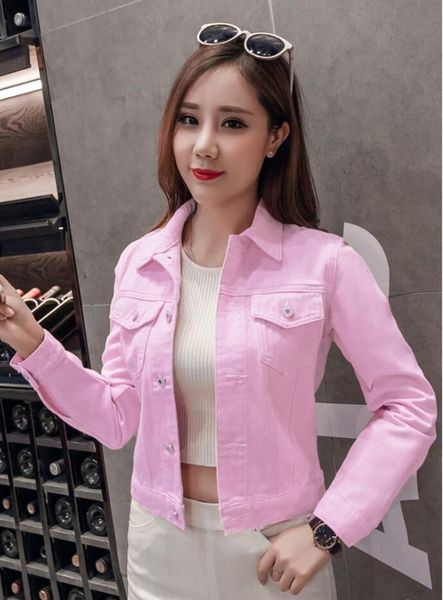 

women's jackets 2021 spring autumn outwear denim coat solid turn down collar cotton jacket for female jean clothing s-2xl, Black;brown