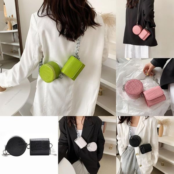 

stone pattern small pu leather round+flap crossbody bag 2021 summer chain shoulder handbags and purses bags