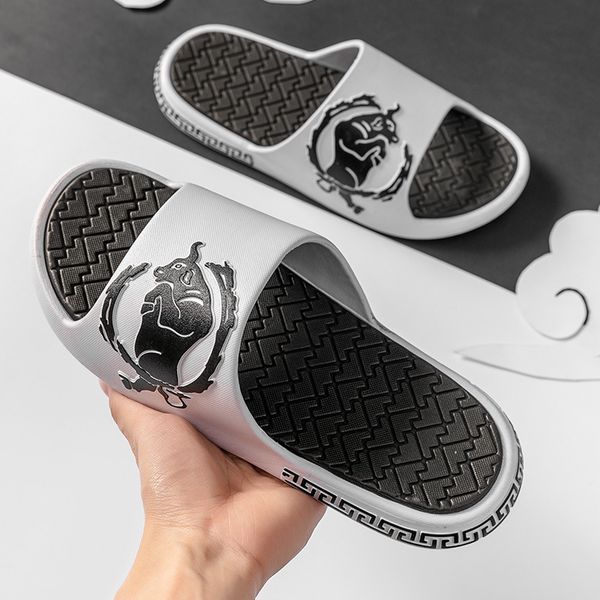 

men women slippers summer cow flip flop shoes couple bathroom fashion non-slip flat indoor casual house slides, Black