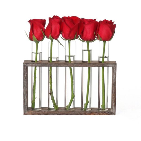 

vases wall hanging glass planter propagation station test tube vase flower pots tableterrarium decor with wood stand rack