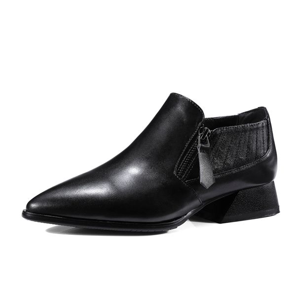 

dress shoes basic sophitina women's med square heel office cow leather pointed toe zipper casual leisure comfortable pumps mo34 3zzx, Black