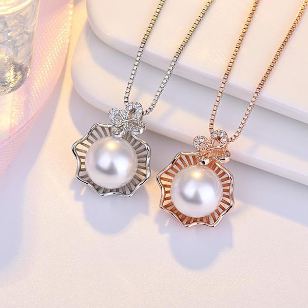 

pendant necklaces fashion beach style pearl shell charm clavicle chain necklace for women prom party jewelry, Silver
