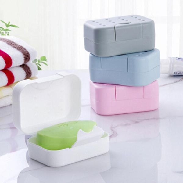 

1pc portable travel rectangular soap dish plastic waterproof lock leak with lid box case holder container dishes