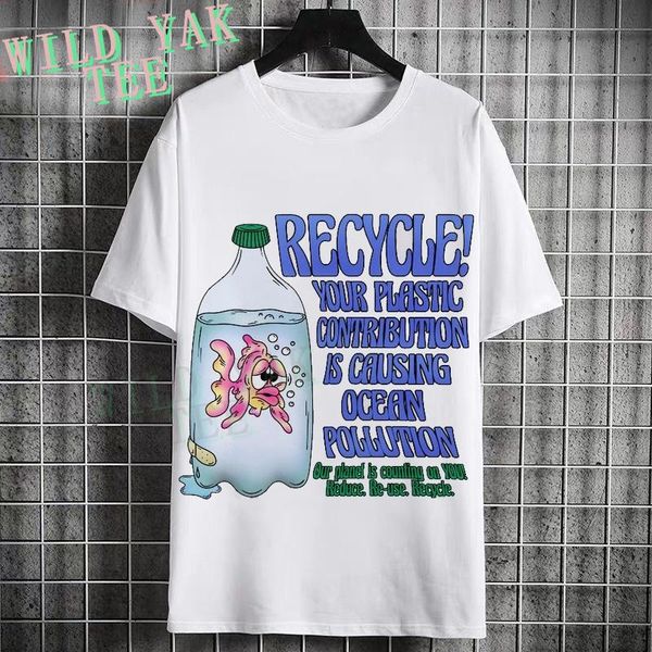 

women's t-shirt recycle your plastic 90 s cartoons fashion summer big pattern tshirt men women tee shirt droship, White