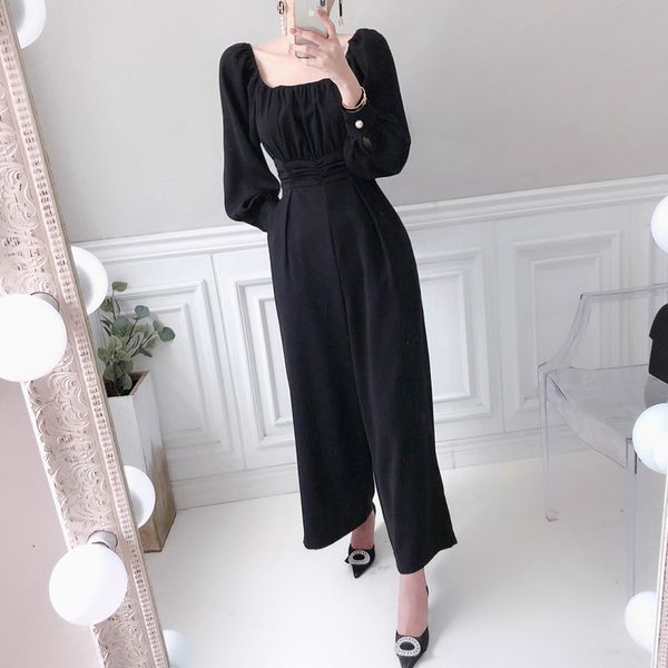 

jumpsuits women runway wide leg jumpsuits fashion elegant off shoulder long rompers office lady bodycon bodysuit tqab 0cmo, Black;white