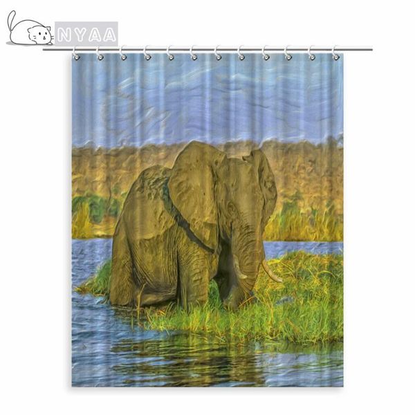 

shower curtains nyaa elephant oil painting jungle creatures waterproof polyester fabric bathroom for home decor