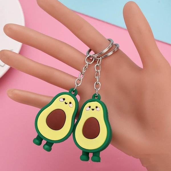 

keychains wholesale 20pcs/lot simulation fruit avocado shaped keychain keyring 3d soft key chains fashion jewelry party gift, Silver