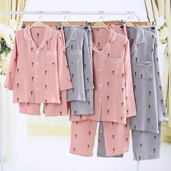 

july's song viscous pajamas family carrot cartoon couple spring autumn sleepwear kid cute casual long-sleeved trousers homewear 210320, Black;red