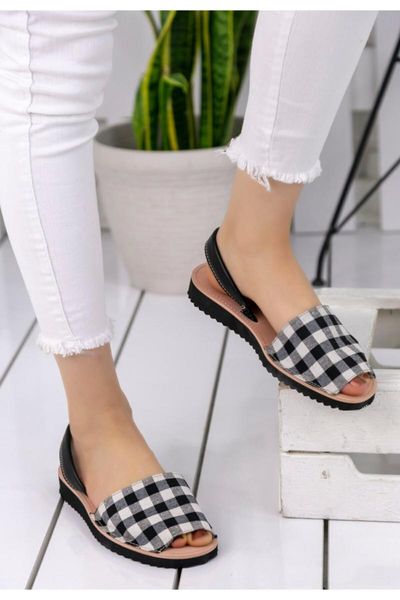 

sandals samiye women black white plaid